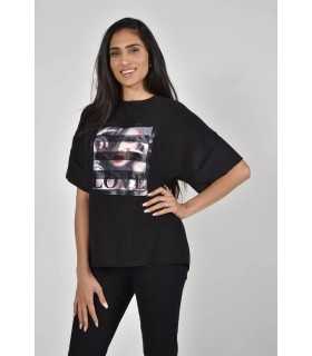 Camiseta Negra Love Frank Lyman Mujer