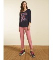 Camiseta Bordada Marino Elena Miro Mujer