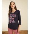 Camiseta Bordada Marino Elena Miro Mujer