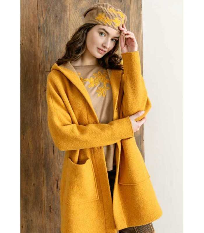 Abrigo Punto Mostaza Maria Bellentani Mujer