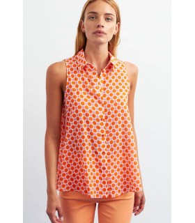 Camisa Estampada Naranja Civit Mujer