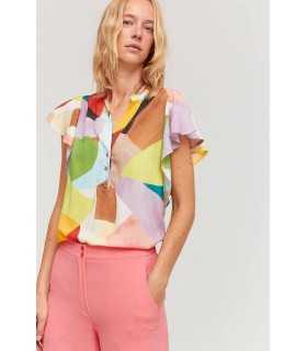Blusa Estampada Volantes Aldo Martins Mujer