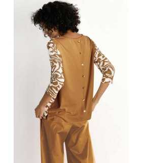 Camiseta Estampada Tabaco Maria Bellentani Mujer