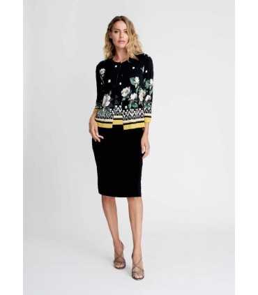 Chaqueta Negra Estampada Piero Moretti Mujer