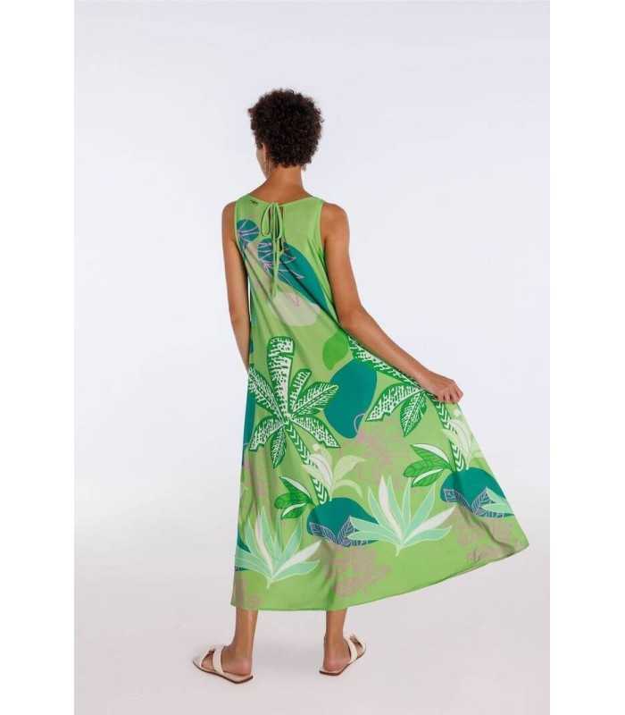 Vestido Verde Estampado Naulover Mujer