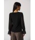 Top Negro Volantes Joseph Ribkoff Mujer
