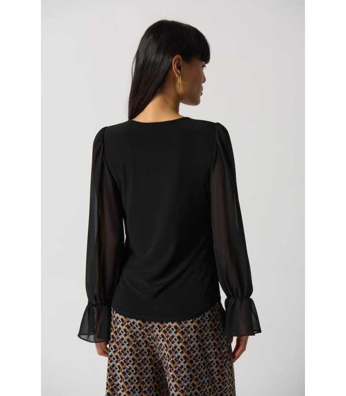 Top Negro Volantes Joseph Ribkoff Mujer