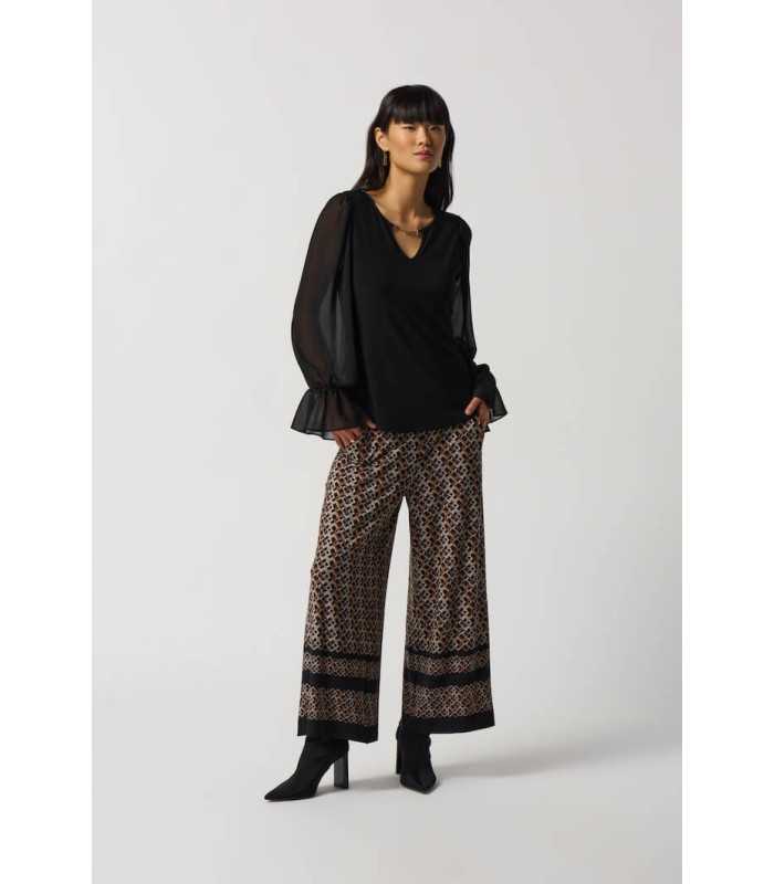 Top Negro Volantes Joseph Ribkoff Mujer