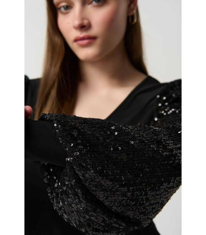 Top Negro Manga Abullonada Joseph Ribkoff Mujer