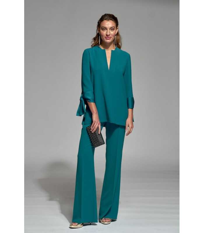 Blusón Azul Lazos Moskada Mujer