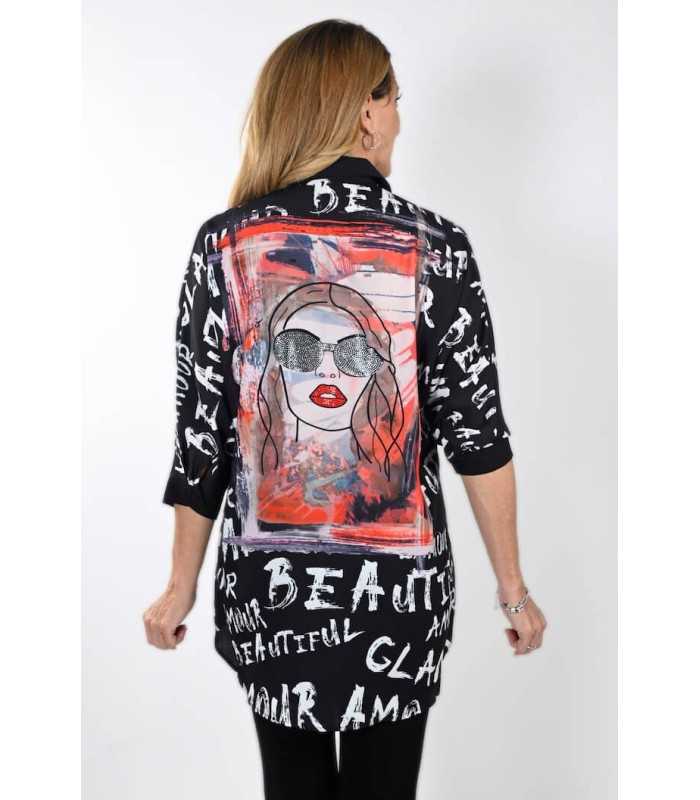 Camisa Estampada Letras Frank Lyman Mujer