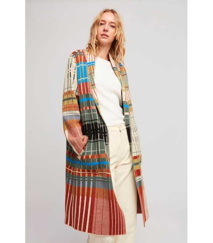 Abrigo Cuadros Punto Aldo Martins Mujer