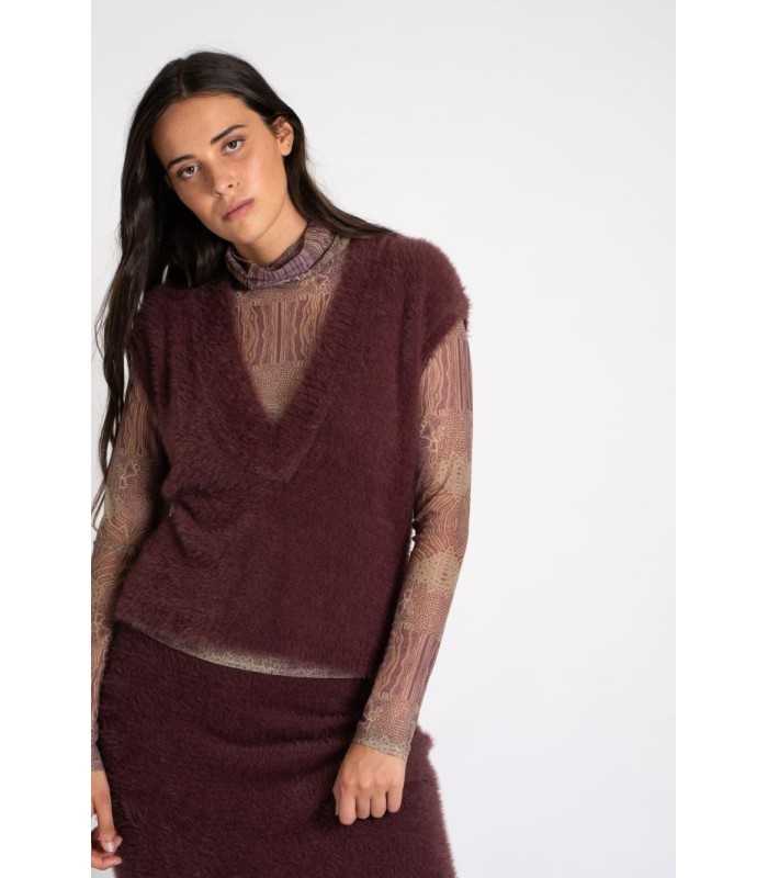 Chaleco Punto Pelo Pisonero Mujer