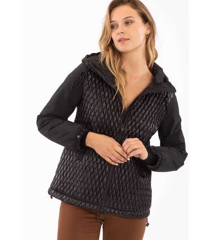Parka Negra Combinada Anna Mora Mujer