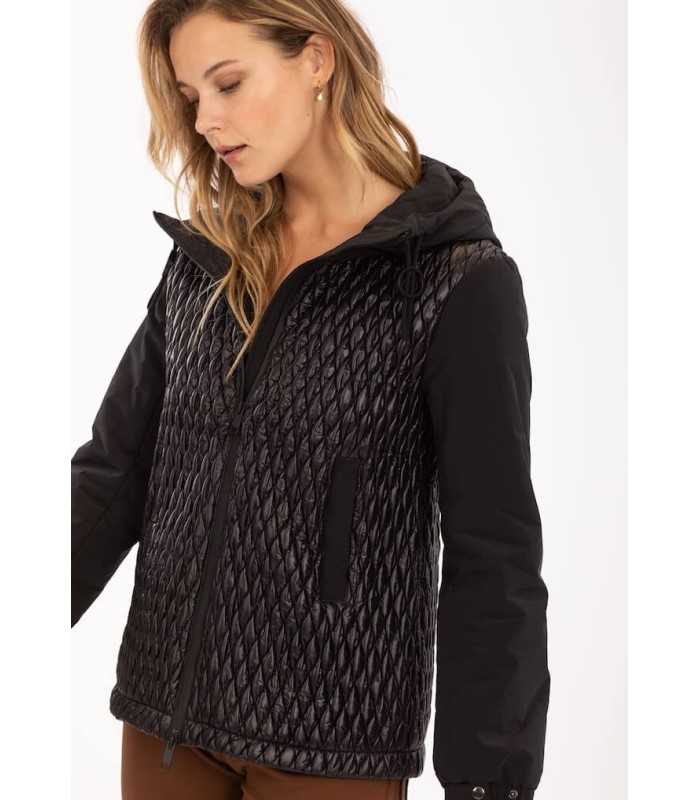 Parka Negra Combinada Anna Mora Mujer