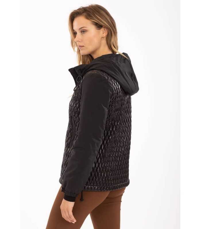 Parka Negra Combinada Anna Mora Mujer