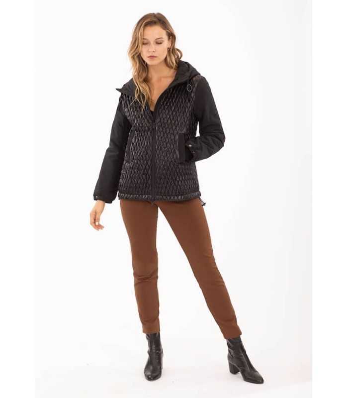 Parka Negra Combinada Anna Mora Mujer