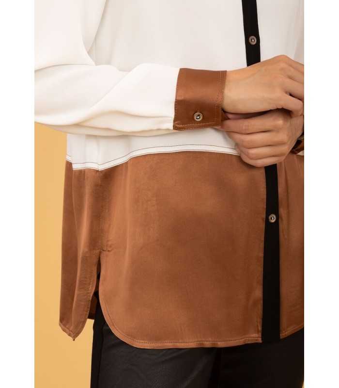 Camisa Satinada Tricolor Anna Mora Mujer