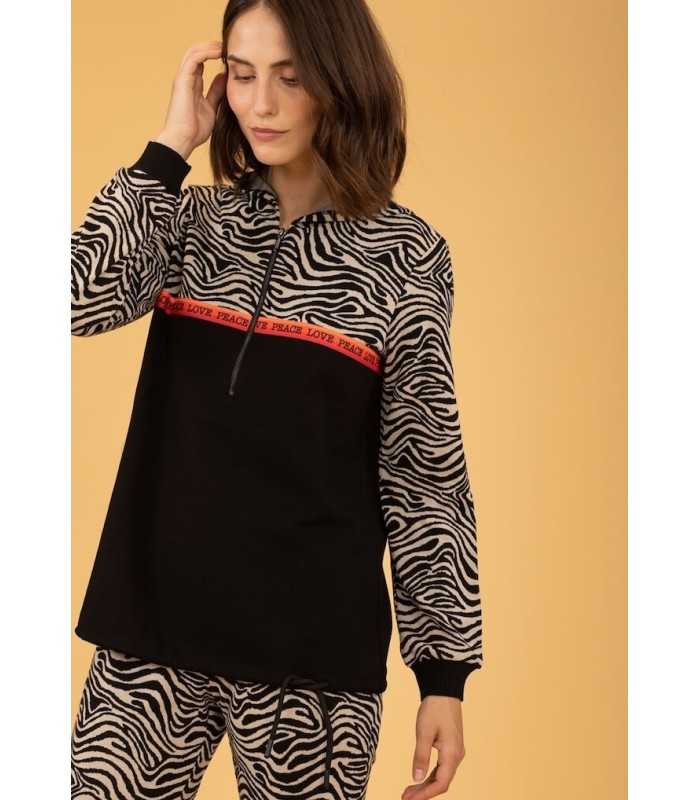 Jersey Cebra Capucha Anna Mora Mujer