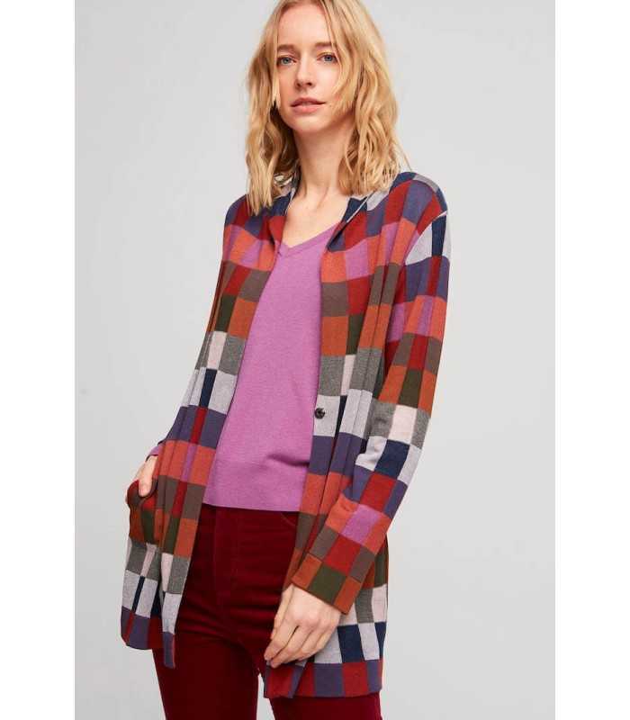 Chaqueta Punto Cuadros Aldo Martins Mujer