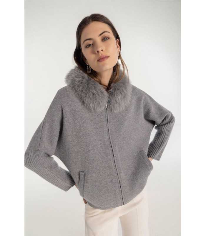 Chaqueta Gris Punto Naulover Mujer