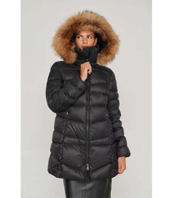 Parka Negra Ajustada Henry Arroway