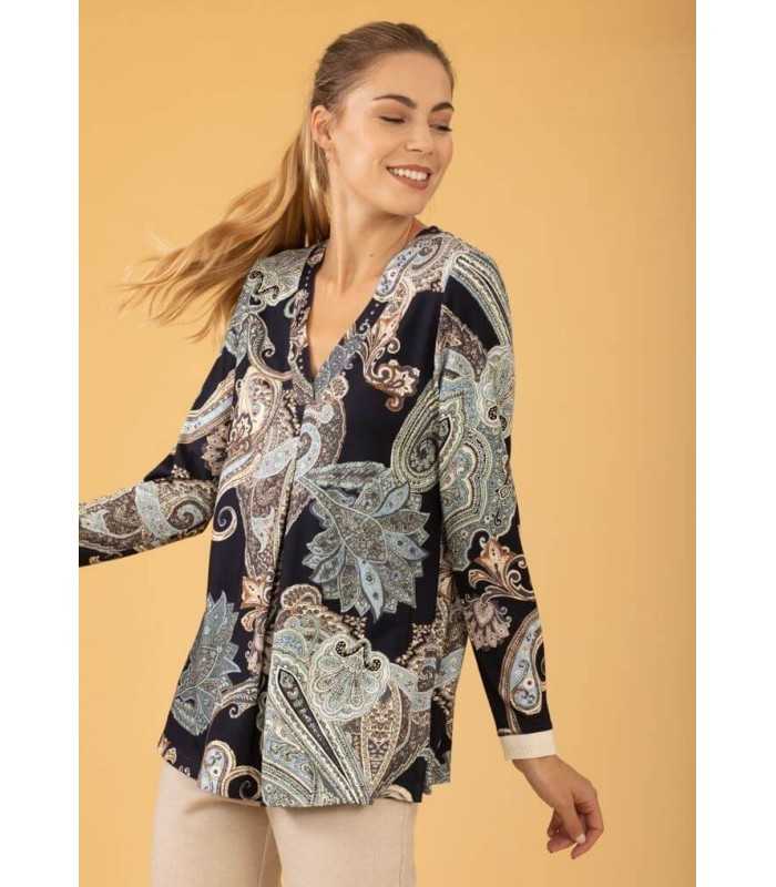 Camiseta Punto Paisley Anna Mora Mujer