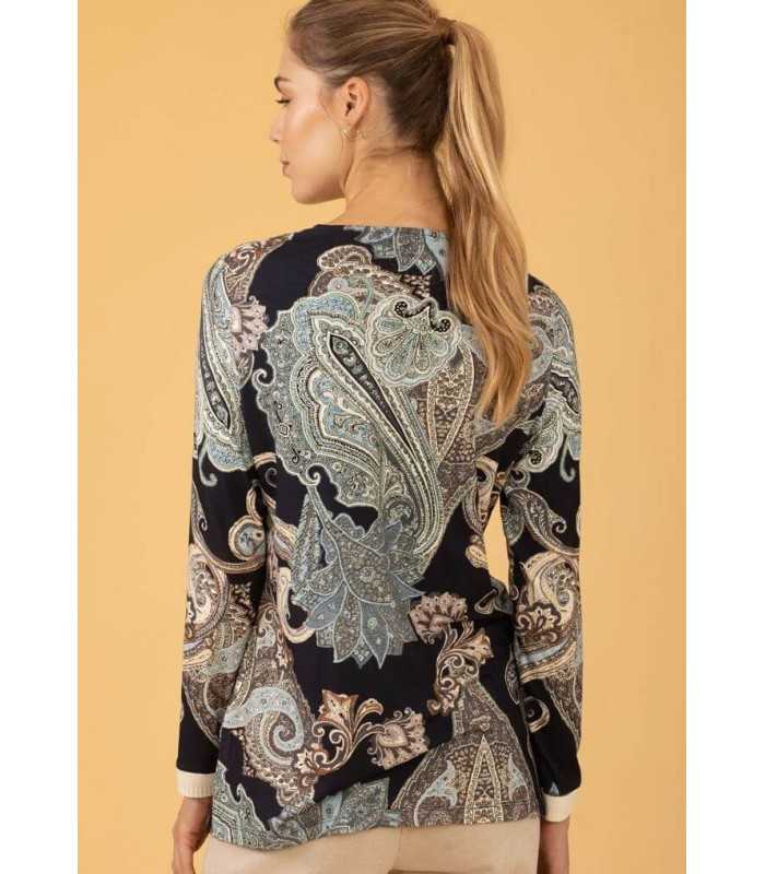 Camiseta Punto Paisley Anna Mora Mujer