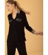 Camiseta Polo Negra Anna Mora Mujer