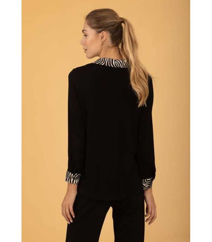 Camiseta Polo Negra Anna Mora Mujer