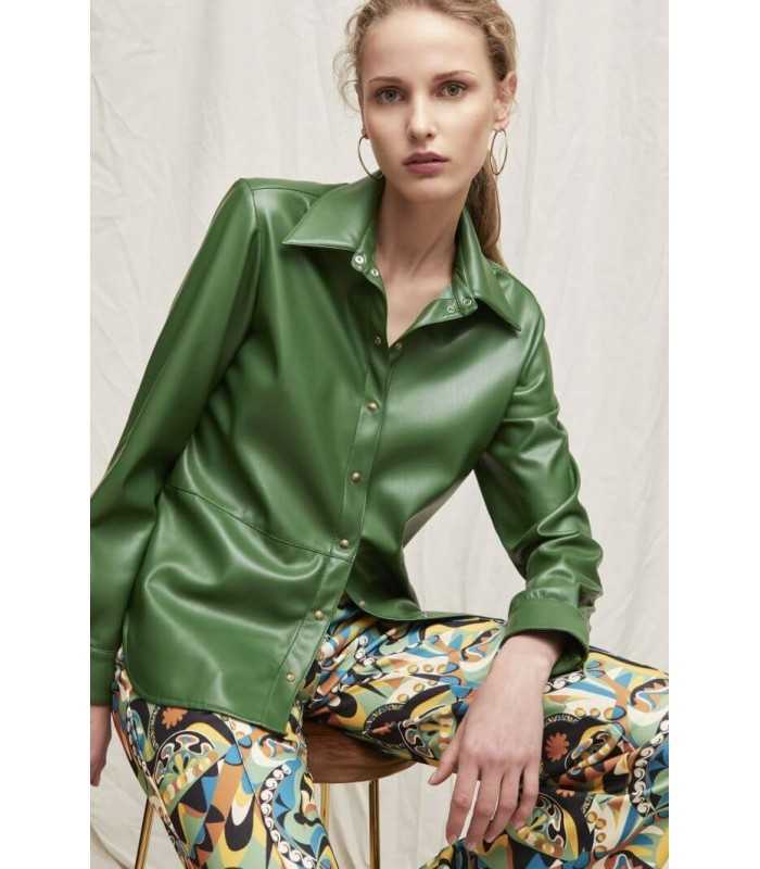 Camisa Polipiel Verde Civit Mujer