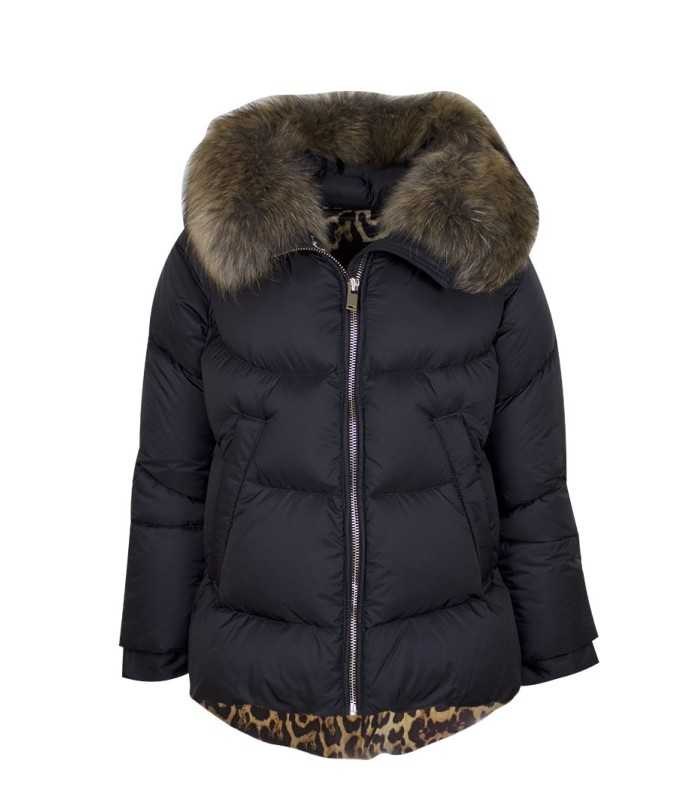 Parka Negra Plumas Flo&Clo Mujer