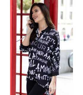 Camisa Estampada Letras Frank Lyman Mujer