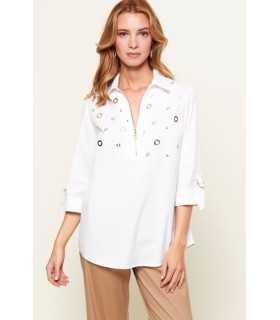 Camisa Ojales Negro Luis Civit Mujer