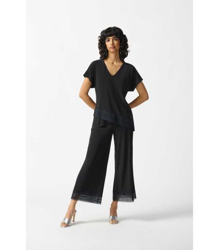 Pantalón Negro Ribete Guipur Joseph Ribkoff Mujer