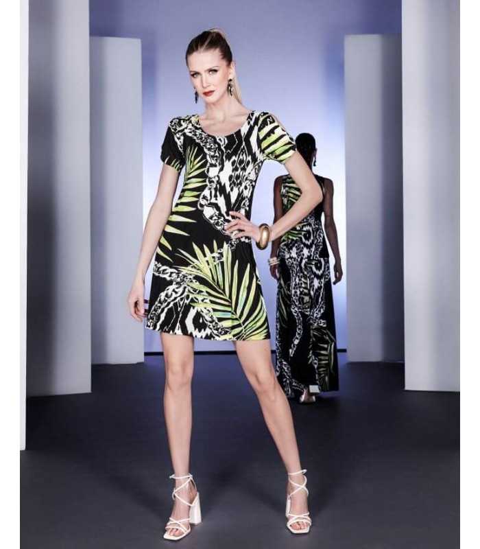 Vestido Corto Estampado Tropical Laftylie Mujer