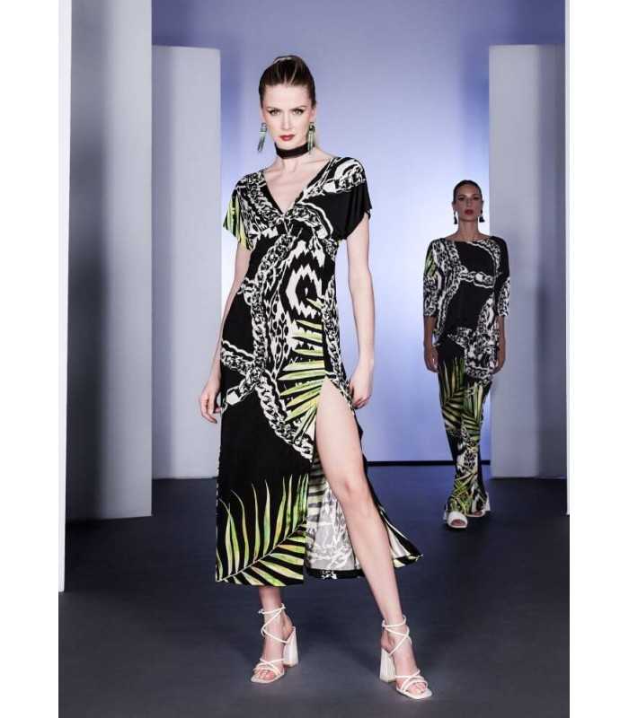 Vestido Largo Estampado Tropical Laftylie Mujer