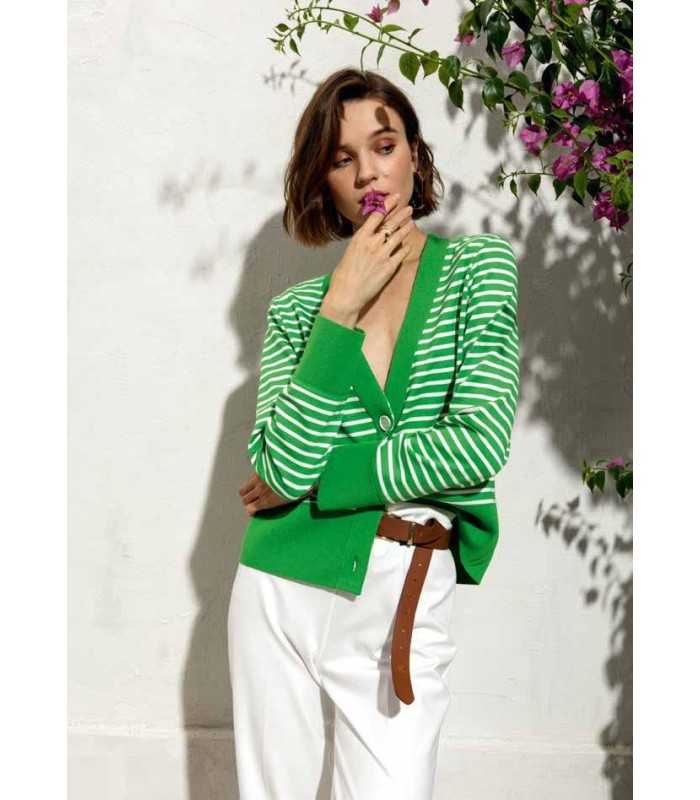 Chaqueta Rayas Camel Maria Bellentani Mujer