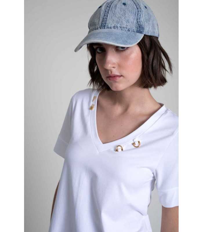 Camiseta Negro Detalles Metálicos Pisonero Mujer