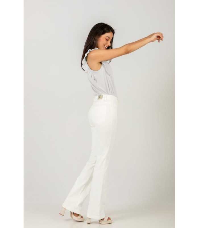 Pantalón Blanco Acampanado Kleymac Mujer