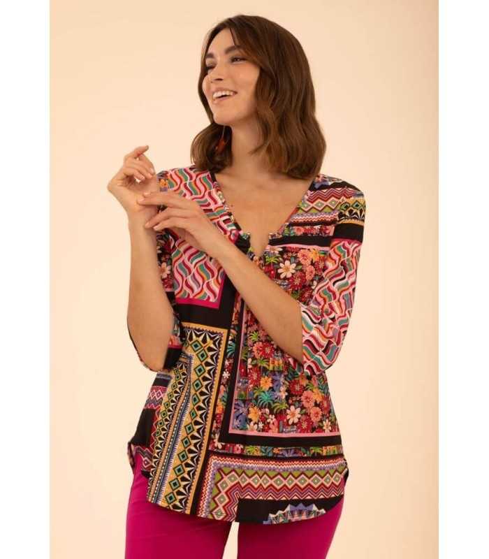 Camiseta Punto Patchwork Anna Mora Mujer