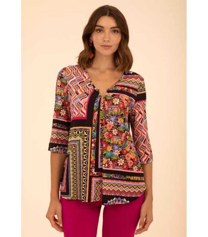 Camiseta Punto Patchwork Anna Mora Mujer
