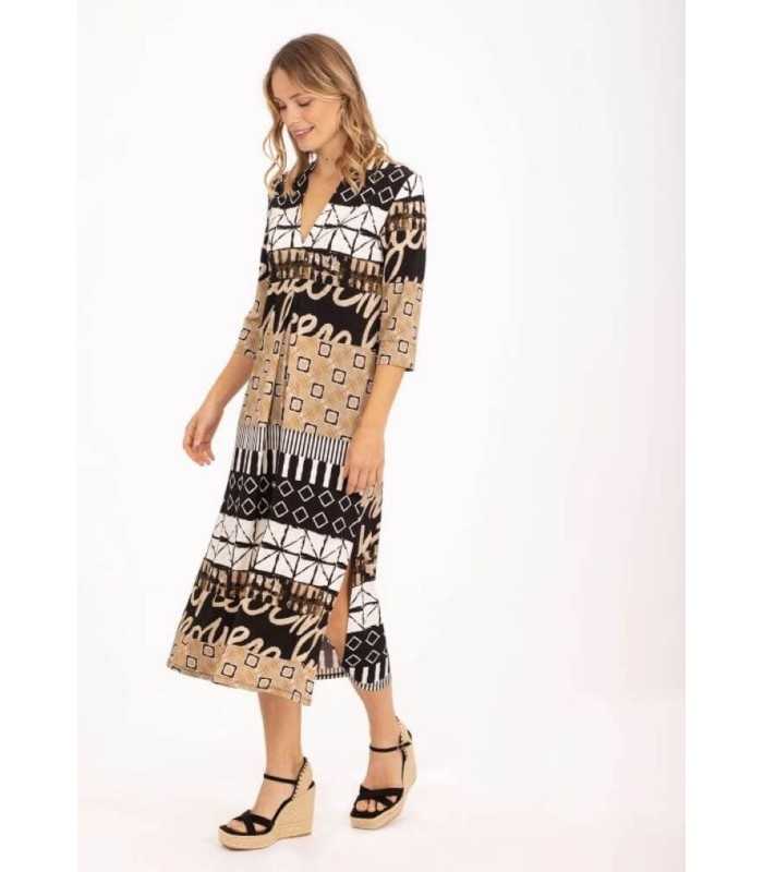 Vestido Combinado Étnico Anna Mora Mujer