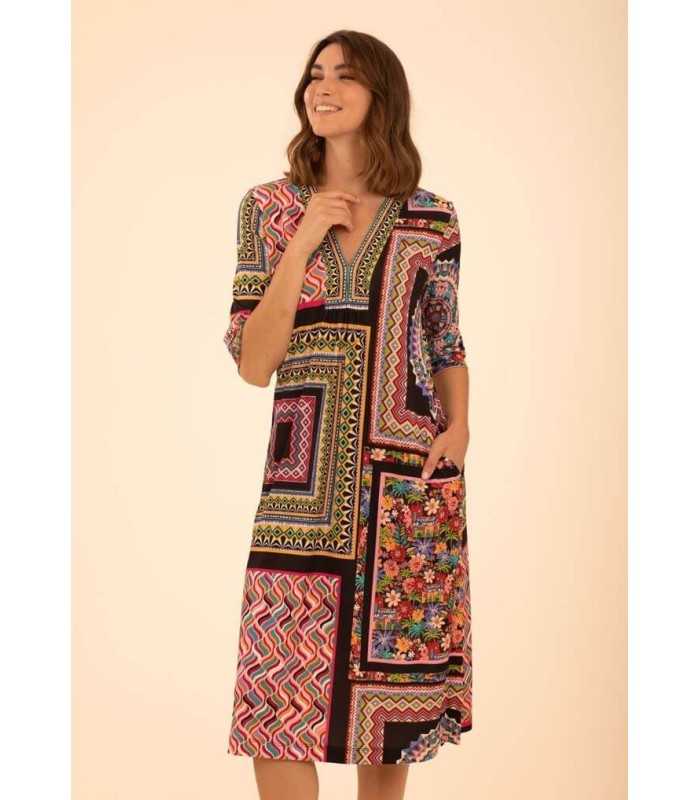 Vestido Patchwork Midi Anna Mora Mujer