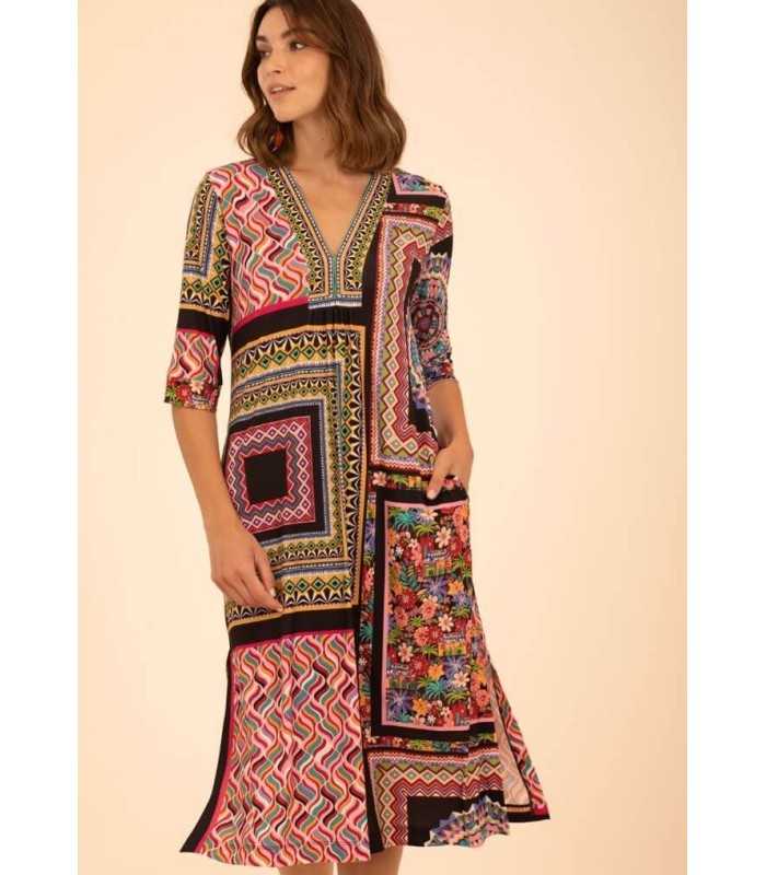 Vestido Patchwork Midi Anna Mora Mujer