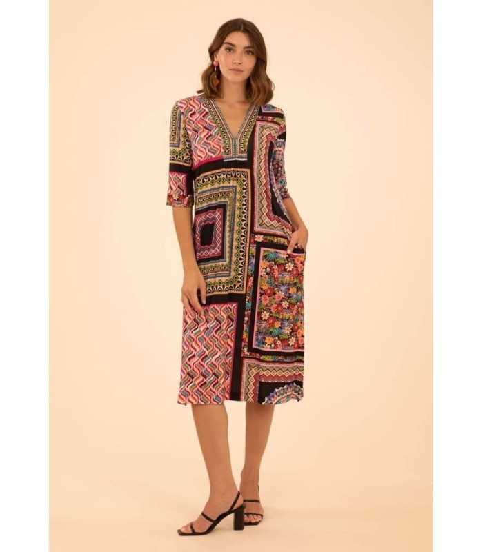 Vestido Patchwork Midi Anna Mora Mujer