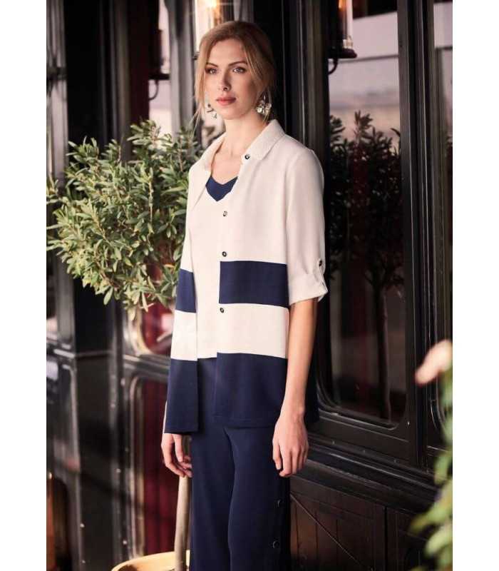 Blusón Blanco Marino Carmela Rosso Mujer