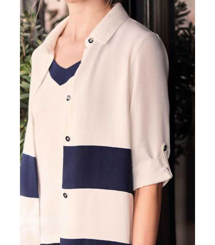 Blusón Blanco Marino Carmela Rosso Mujer