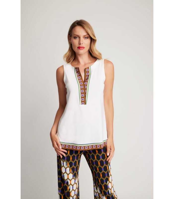 Top Blanco Étnico Piero Moretti Mujer