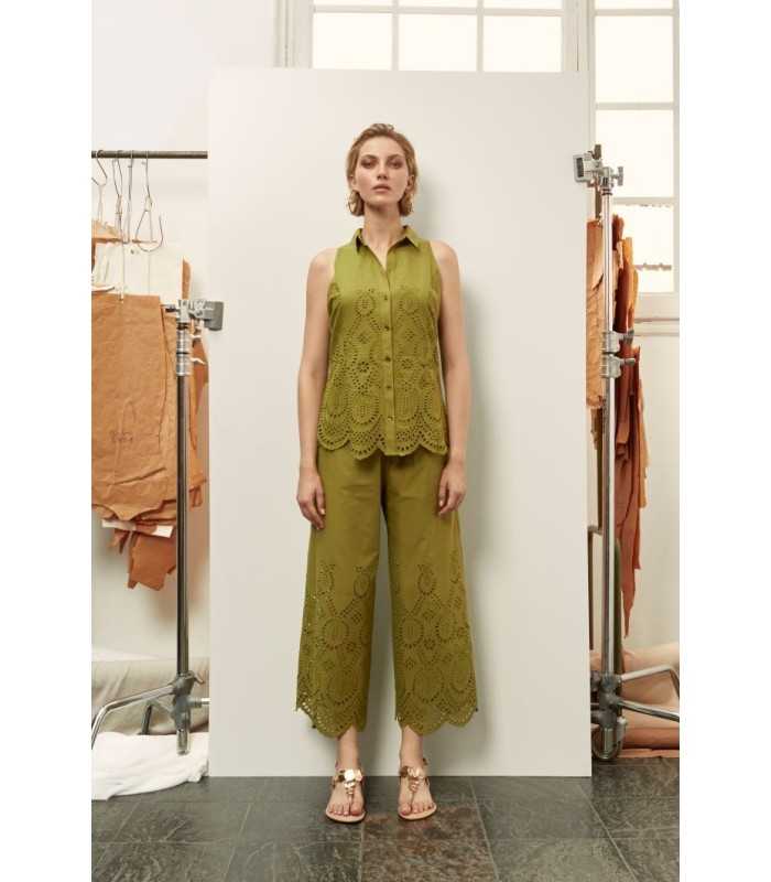 Top Negro Troquelado Civit Mujer